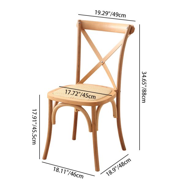 Contemporary Scandinavian Solid Wood Rattan Curved Square Dining Chair With Backrest For Dining Room - Image 4