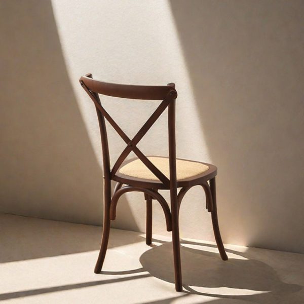 Contemporary Scandinavian Solid Wood Rattan Curved Square Dining Chair With Backrest For Dining Room - Image 6