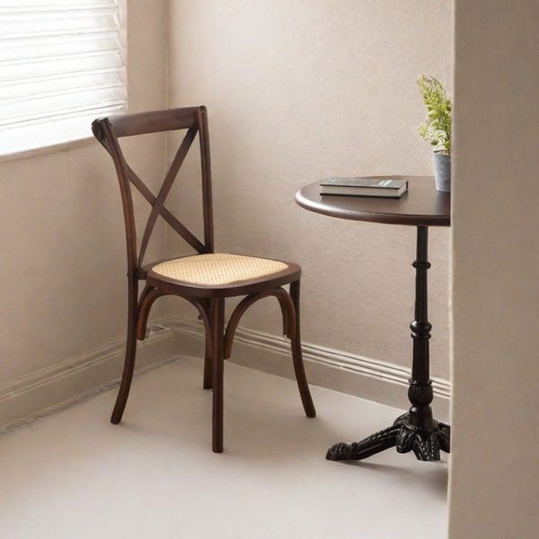 Contemporary Scandinavian Solid Wood Rattan Curved Square Dining Chair With Backrest For Dining Room - Image 7