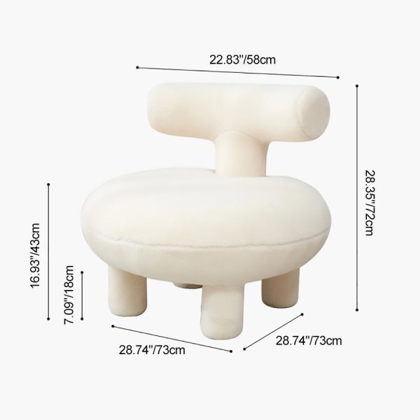 Contemporary Creative Lambswool Solid Wood Curved Round Kids Accent Chair With Backrest For Living Room - Image 5