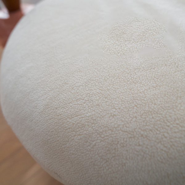 Contemporary Creative Lambswool Solid Wood Curved Round Kids Accent Chair With Backrest For Living Room - Image 7