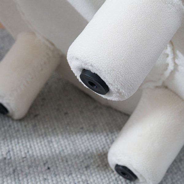 Contemporary Creative Lambswool Solid Wood Curved Round Kids Accent Chair With Backrest For Living Room - Image 8