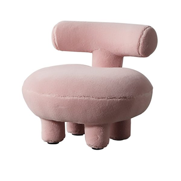 Contemporary Creative Lambswool Solid Wood Curved Round Kids Accent Chair With Backrest For Living Room - Image 18
