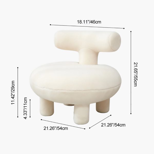 Contemporary Creative Lambswool Solid Wood Curved Round Kids Accent Chair With Backrest For Living Room - Image 4