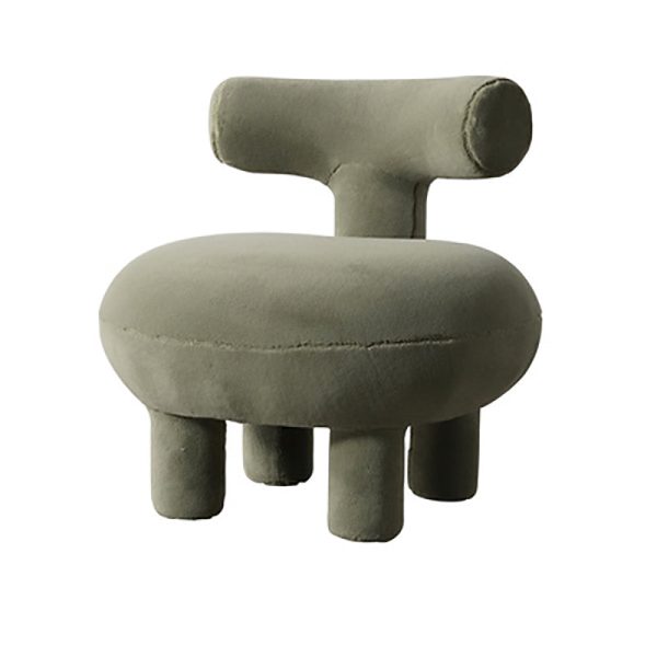 Contemporary Creative Lambswool Solid Wood Curved Round Kids Accent Chair With Backrest For Living Room - Image 21