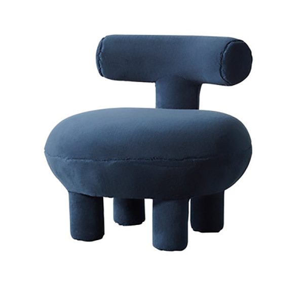 Contemporary Creative Lambswool Solid Wood Curved Round Kids Accent Chair With Backrest For Living Room - Image 20