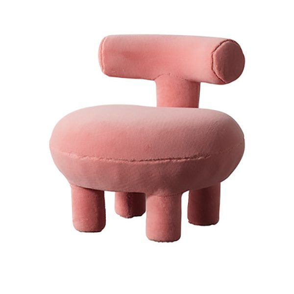 Contemporary Creative Lambswool Solid Wood Curved Round Kids Accent Chair With Backrest For Living Room - Image 19