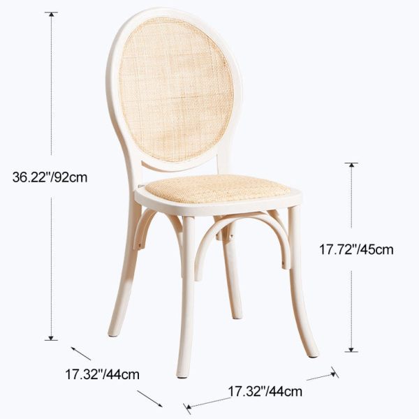 Contemporary Scandinavian Rattan Solid Wood Oval Square Dining Chair With Backrest For Dining Room - Image 4