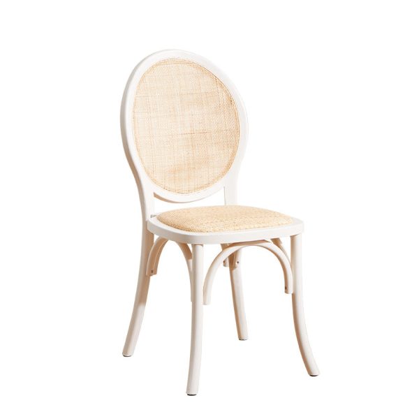 Contemporary Scandinavian Rattan Solid Wood Oval Square Dining Chair With Backrest For Dining Room - Image 12