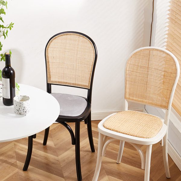 Contemporary Scandinavian Rattan Solid Wood Oval Square Dining Chair With Backrest For Dining Room - Image 2