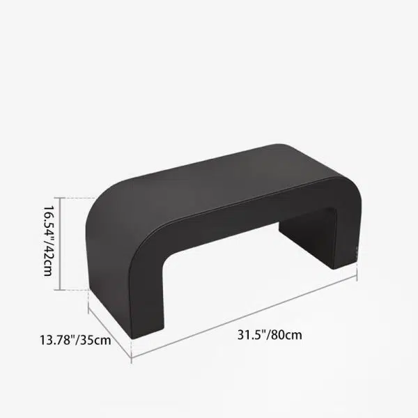 Contemporary Creative PU Leather Wood Rounded Rectangular Footstool Bench For Living Room - Image 5