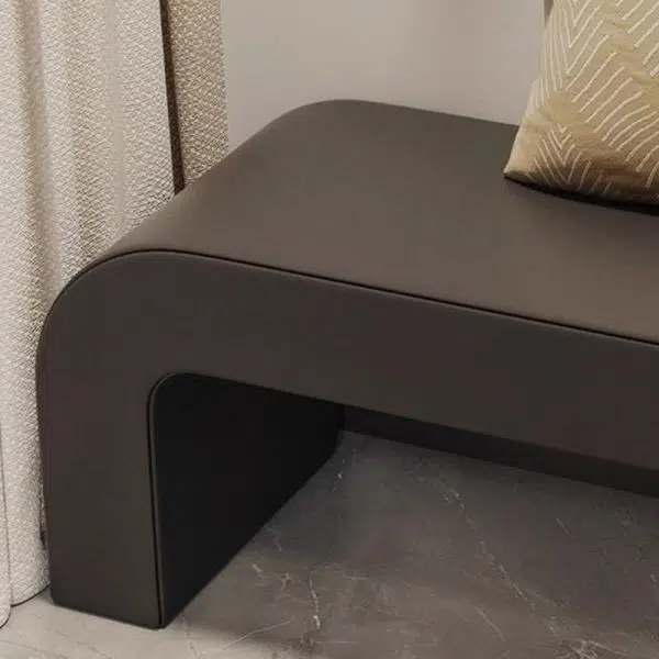 Contemporary Creative PU Leather Wood Rounded Rectangular Footstool Bench For Living Room - Image 8