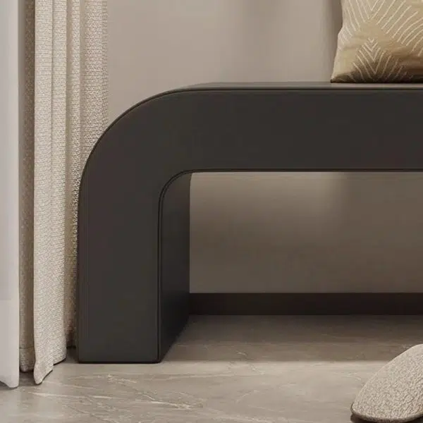 Contemporary Creative PU Leather Wood Rounded Rectangular Footstool Bench For Living Room - Image 7