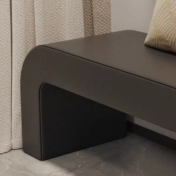 Contemporary Creative PU Leather Wood Rounded Rectangular Footstool Bench For Living Room - Image 9