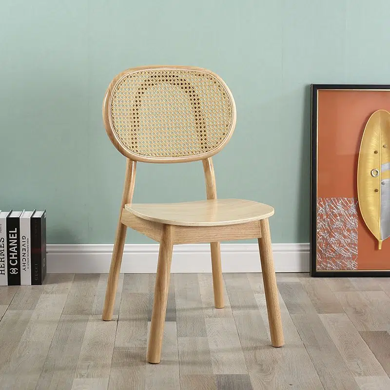 DFM-Chair-DFM00372-1.jpg Contemporary Scandinavian Square Rubberwood Rattan Dining Chair Backrest For Dining Room - Image 1