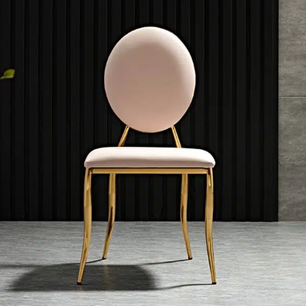 Contemporary Nordic Stainless Steel Leather Dining Chair Backrest Armless For Dining Room - Image 7