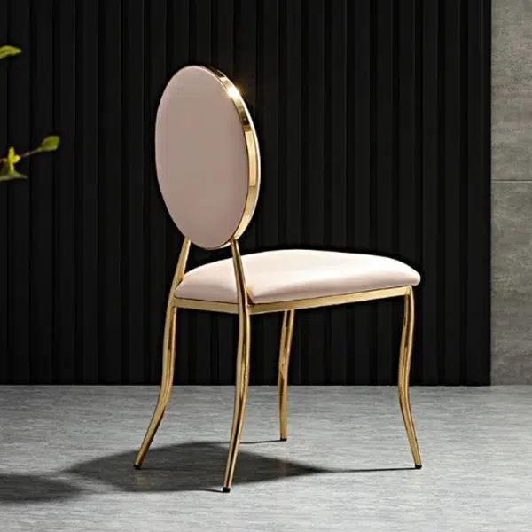 Contemporary Nordic Stainless Steel Leather Dining Chair Backrest Armless For Dining Room - Image 8