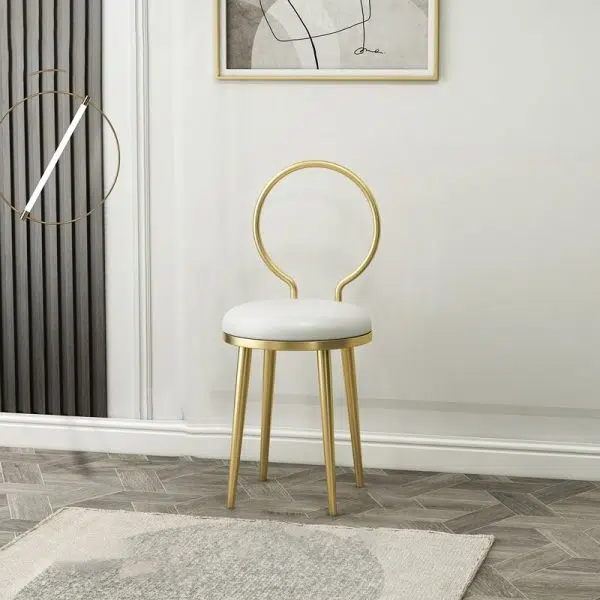 Contemporary Nordic Flannelette Leather Iron Dining Chair Backrest Armless For Dining Room - Image 12