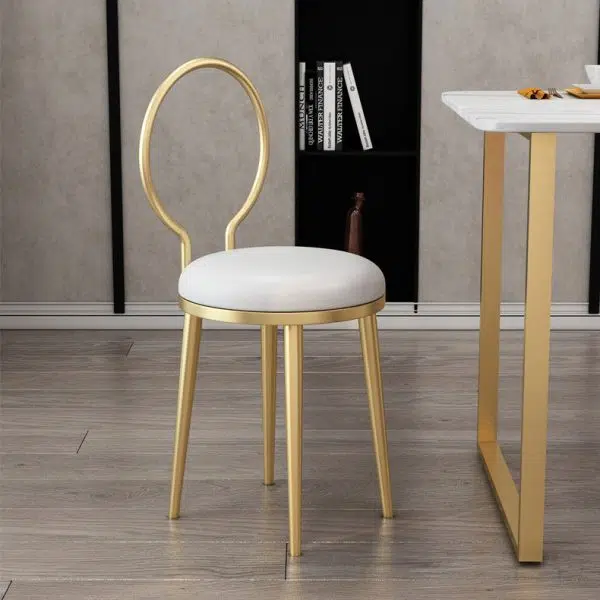 Contemporary Nordic Flannelette Leather Iron Dining Chair Backrest Armless For Dining Room - Image 9