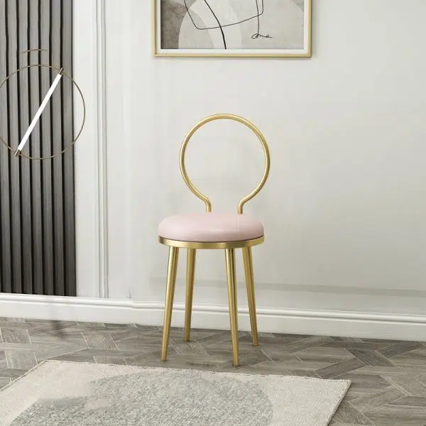 Contemporary Nordic Flannelette Leather Iron Dining Chair Backrest Armless For Dining Room - Image 13