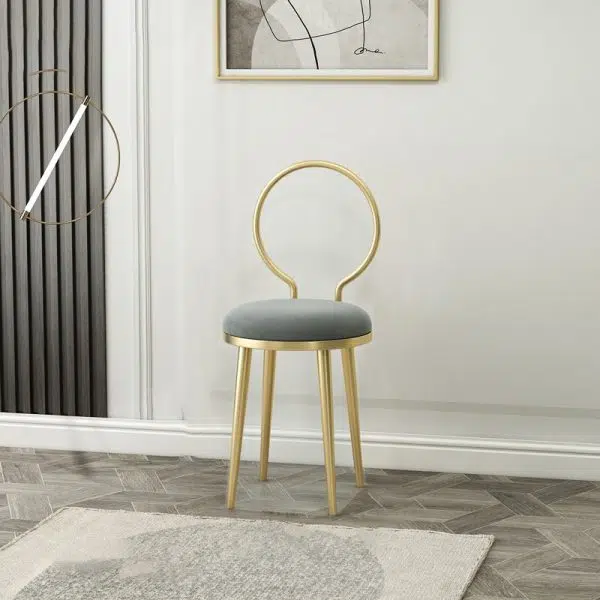 Contemporary Nordic Flannelette Leather Iron Dining Chair Backrest Armless For Dining Room - Image 15