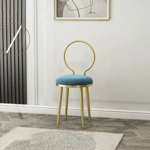 Contemporary Nordic Flannelette Leather Iron Dining Chair Backrest Armless For Dining Room - Image 17