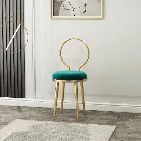 Contemporary Nordic Flannelette Leather Iron Dining Chair Backrest Armless For Dining Room - Image 18