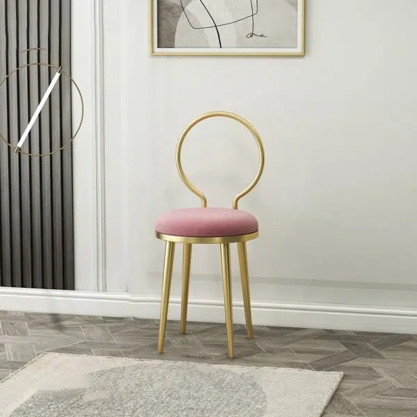 Contemporary Nordic Flannelette Leather Iron Dining Chair Backrest Armless For Dining Room - Image 16