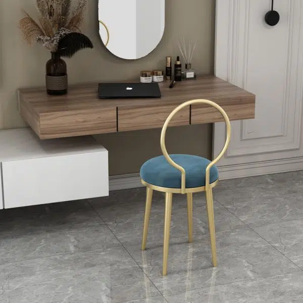 Contemporary Nordic Flannelette Leather Iron Dining Chair Backrest Armless For Dining Room - Image 3