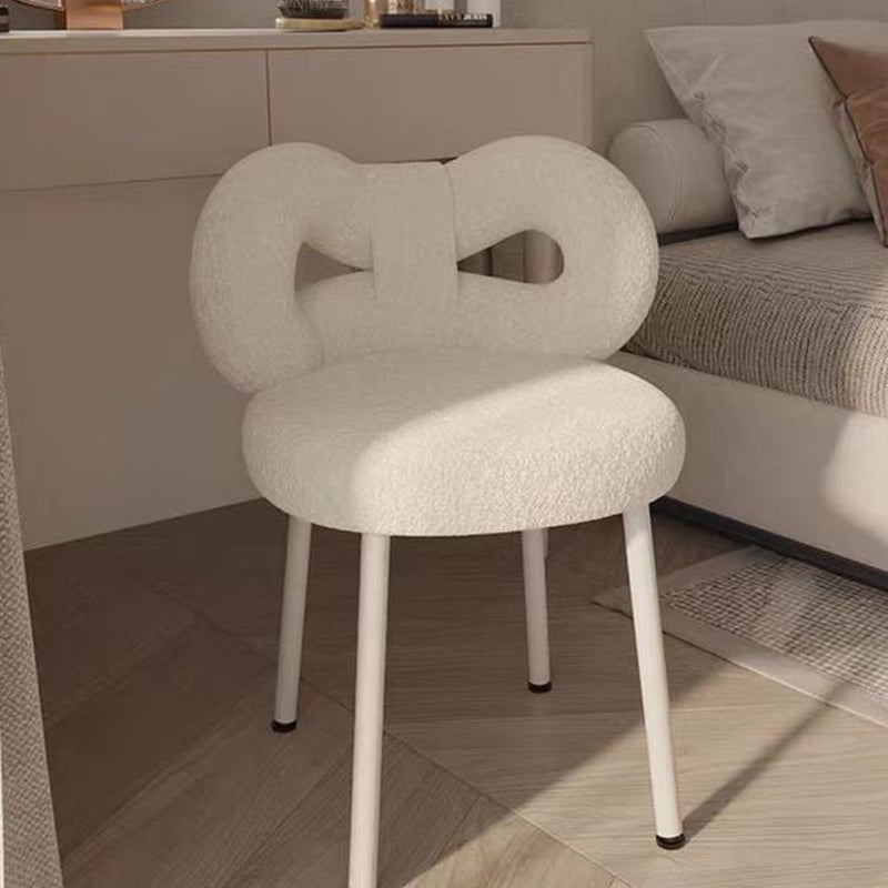 DFM-Chair-FA00229-11.jpg Contemporary Creative Bow Knot Lambswool Iron Vanity Stool Backrest Armless For Bedroom - Image 16
