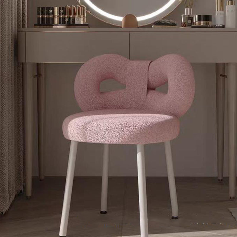 DFM-Chair-FA00229-13.jpg Contemporary Creative Bow Knot Lambswool Iron Vanity Stool Backrest Armless For Bedroom - Image 13