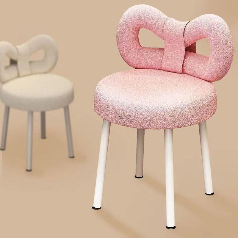 DFM-Chair-FA00229-19.jpg Contemporary Creative Bow Knot Lambswool Iron Vanity Stool Backrest Armless For Bedroom - Image 11