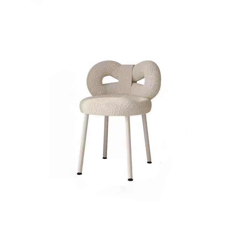 DFM-Chair-FA00229-2.jpg Contemporary Creative Bow Knot Lambswool Iron Vanity Stool Backrest Armless For Bedroom - Image 5
