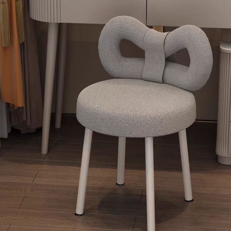DFM-Chair-FA00229-4.jpg Contemporary Creative Bow Knot Lambswool Iron Vanity Stool Backrest Armless For Bedroom - Image 12