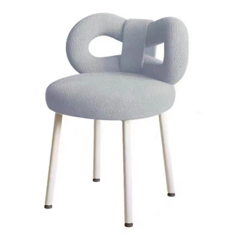 DFM-Chair-FA00229-6.jpg Contemporary Creative Bow Knot Lambswool Iron Vanity Stool Backrest Armless For Bedroom - Image 19