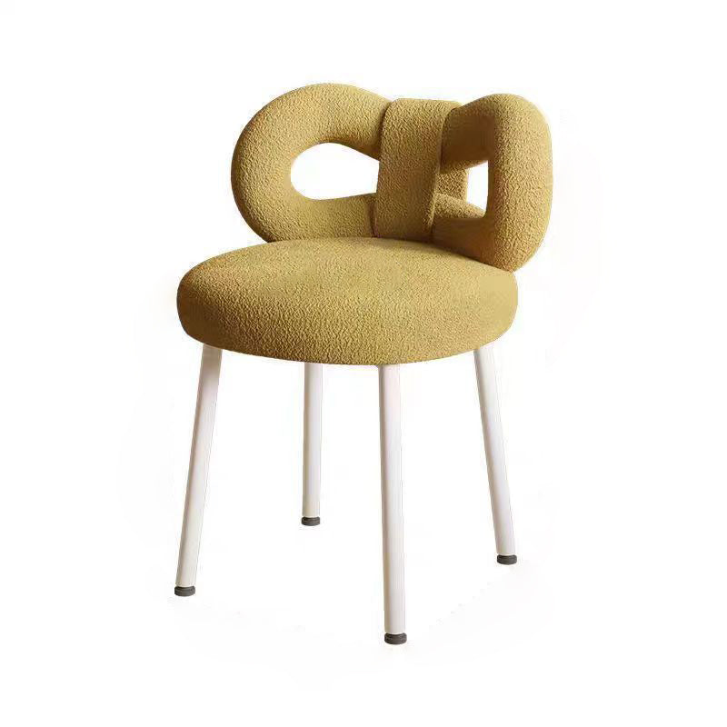 DFM-Chair-FA00229-7.jpg Contemporary Creative Bow Knot Lambswool Iron Vanity Stool Backrest Armless For Bedroom - Image 20