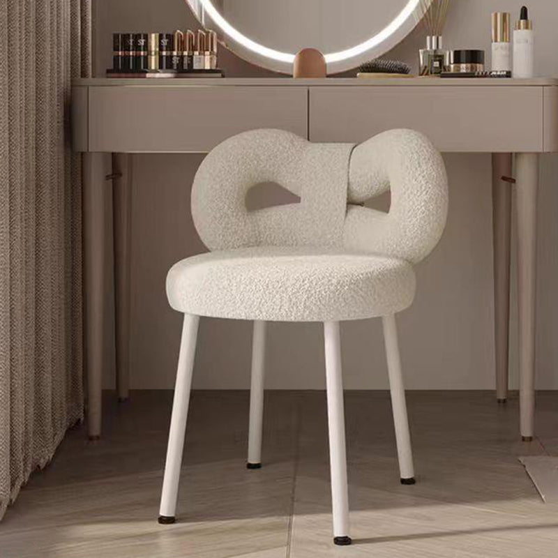 DFM-Chair-FA00229-8.jpg Contemporary Creative Bow Knot Lambswool Iron Vanity Stool Backrest Armless For Bedroom - Image 2
