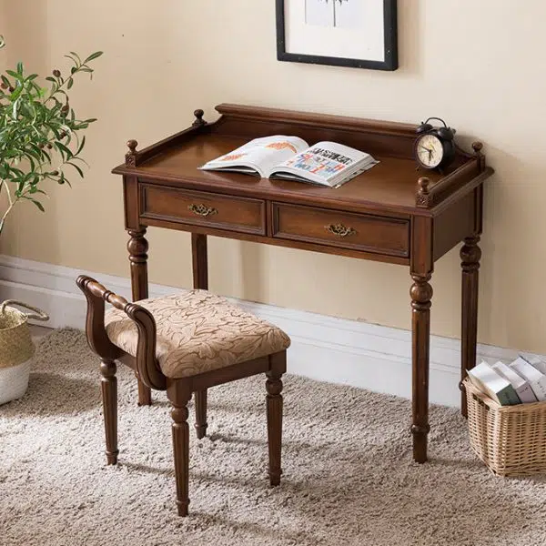 Traditional Vintage Fabric Rubber Wood Chair Backrest Armless For Living Room - Image 11