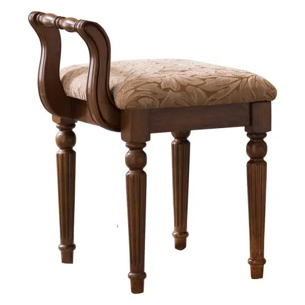 Traditional Vintage Fabric Rubber Wood Chair Backrest Armless For Living Room - Image 15