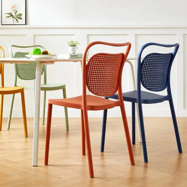 Contemporary Nordic PP Macarons Dining Chair Backrest Armless For Dining Room - Image 14