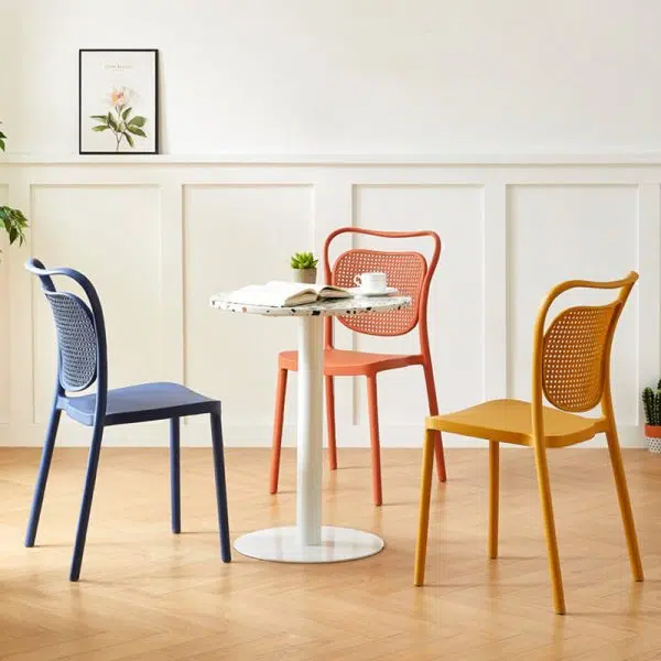 Contemporary Nordic PP Macarons Dining Chair Backrest Armless For Dining Room - Image 2