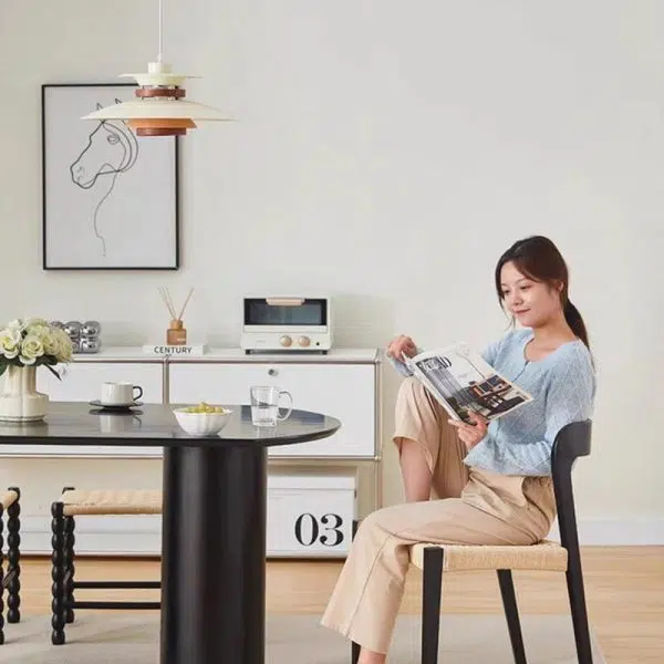 Contemporary Scandinavian Kraft Paper Rope Rubber Wood Dining Chair Backrest Armless For Dining Room - Image 16