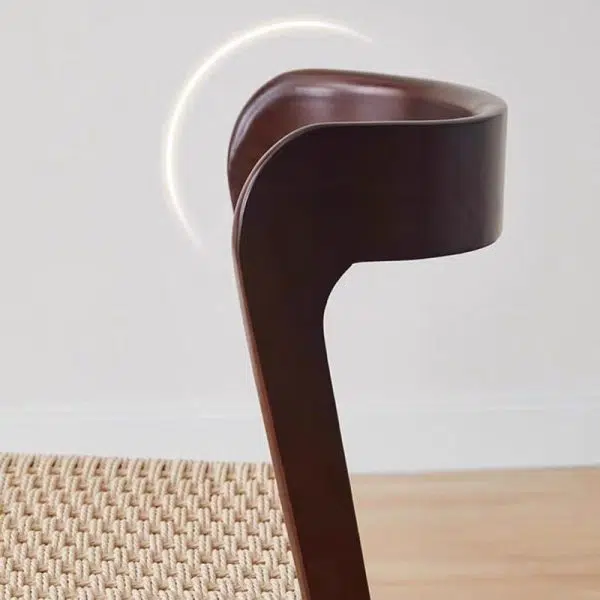 Contemporary Scandinavian Kraft Paper Rope Rubber Wood Dining Chair Backrest Armless For Dining Room - Image 6
