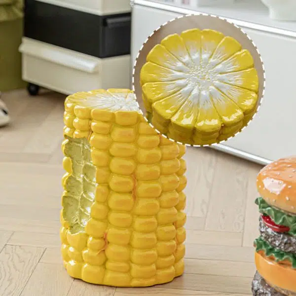 Contemporary Creative Hamburger Corn Footstool Backless Armless For Living Room - Image 7