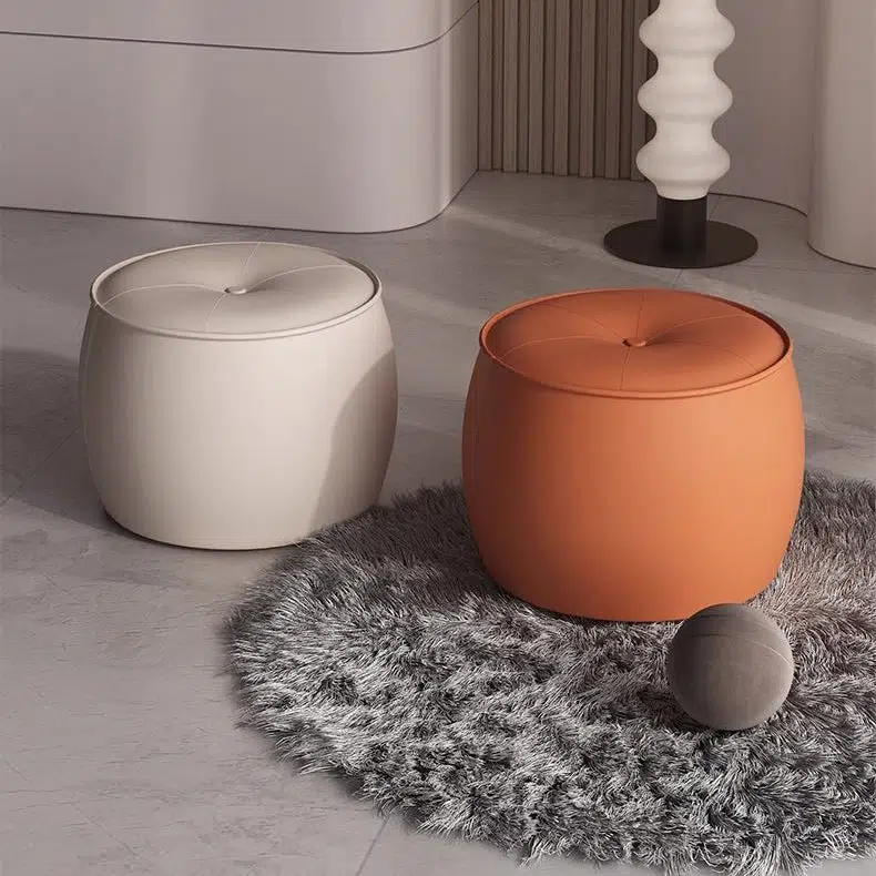 DFM-Chair-FA00523-12.jpg Contemporary Nordic Cylinder Leather Solid Wood Footstool For Living Room - Image 1