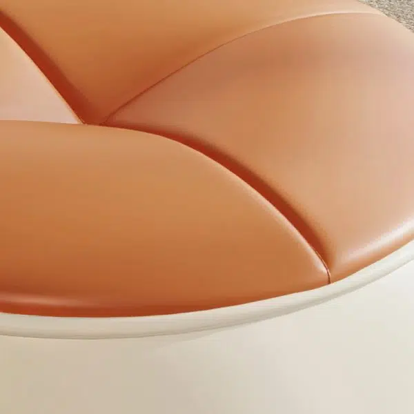 Contemporary Nordic Cylinder Pumpkin Shape Leather Solid Wood Footstool For Living Room - Image 5