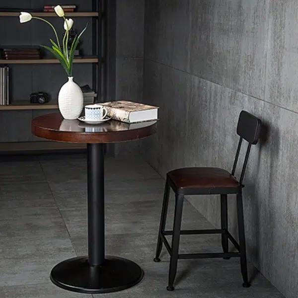 Contemporary Industrial Leather Iron Bar Stool Backrest Armless For Dining Room - Image 7