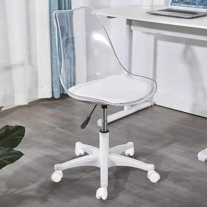 DFM-Chair-FA00809-1.jpg Contemporary Nordic Transparent Acrylic Nylon Desk Chair Backrest Armless For Home Office - Image 9