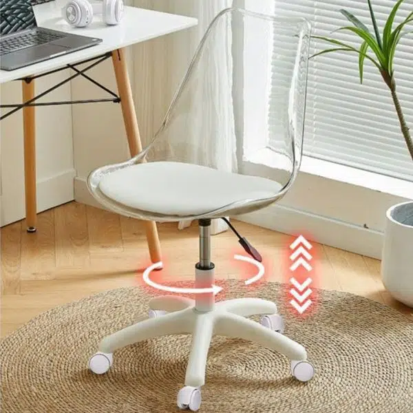 Contemporary Nordic Transparent Acrylic Nylon Desk Chair Backrest Armless For Home Office - Image 5