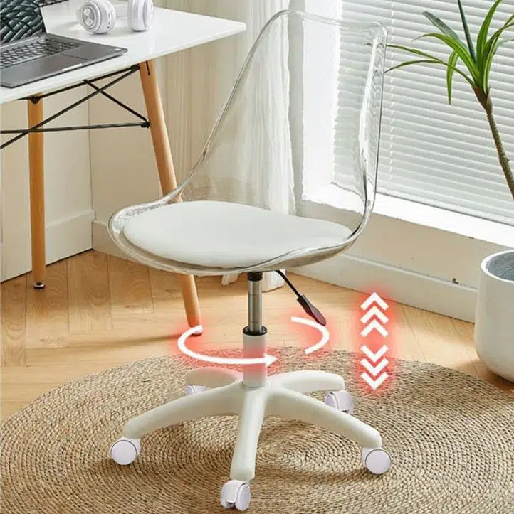 DFM-Chair-FA00809-10.jpg Contemporary Nordic Transparent Acrylic Nylon Desk Chair Backrest Armless For Home Office - Image 5